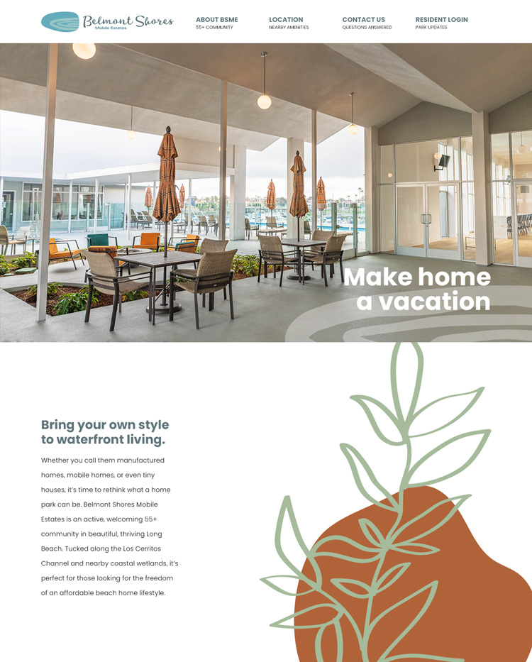 Belmont Shores website homepage